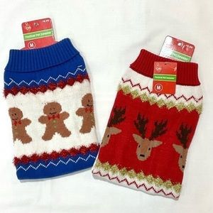 Pet Holiday Christmas Sweater Bundle Dog Sz Med NWT